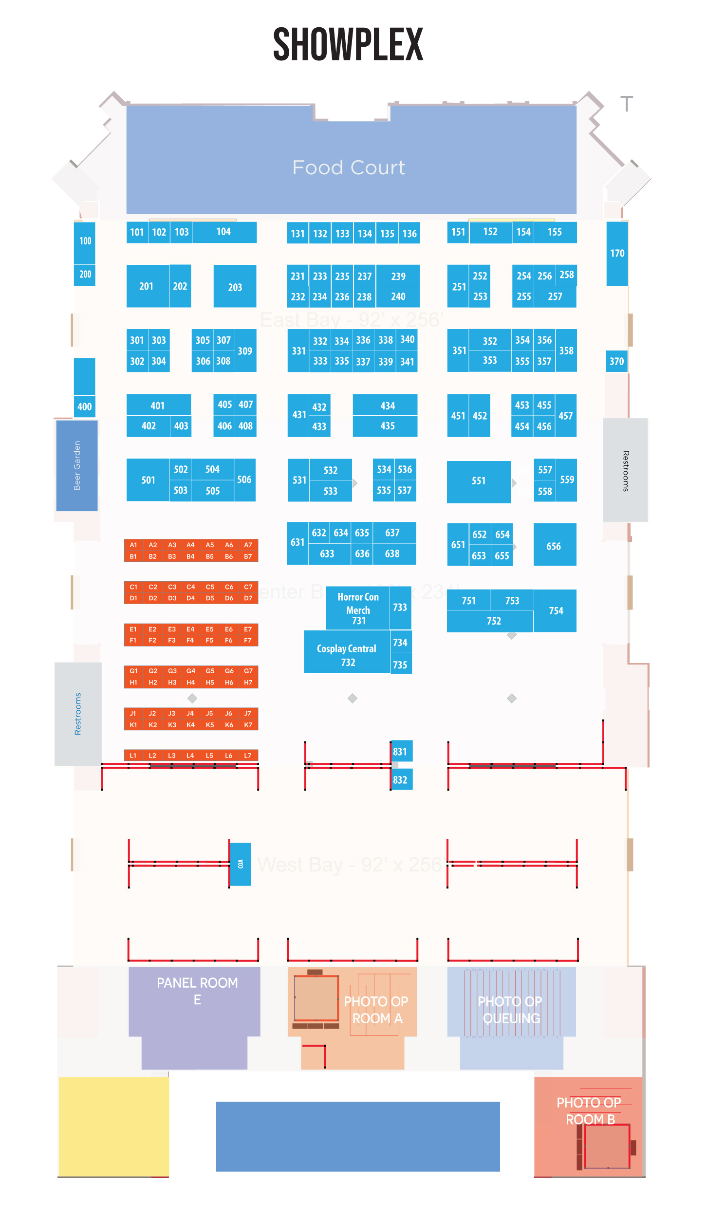 Showplex floor plan, Washington State Horror Con 2026
